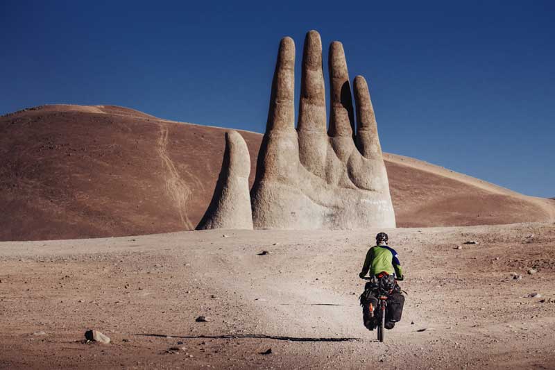 Moving on Bike in the Desert