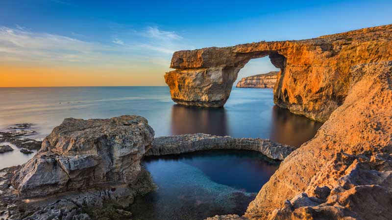 The island of Gozo at sunset