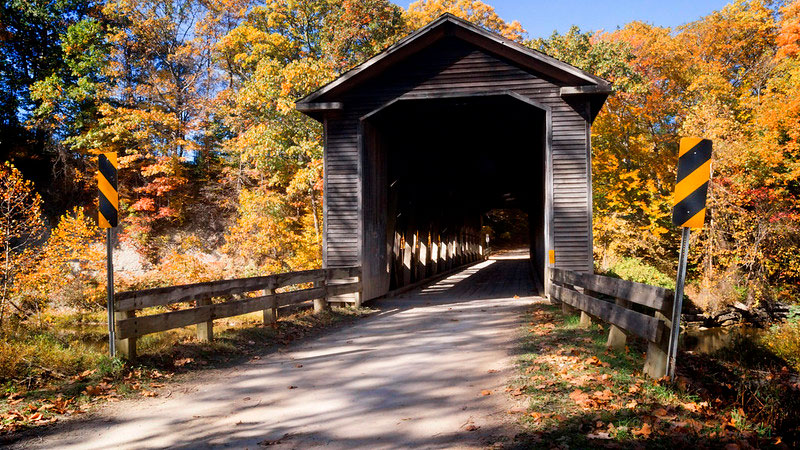 Picnicking at the Middle Road Covered Bridge